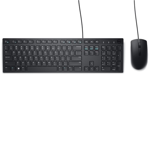Dell KM300C - Combo teclado y mouse alámbrico - USB-A - QWERTY español (LATAM) - Mouse óptico 1000 DPI - Negro