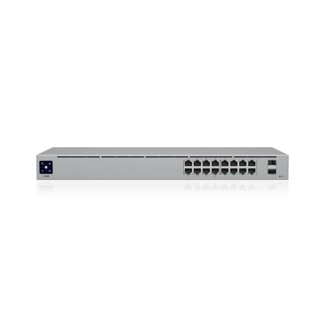Ubiquiti UniFi Switch USW-16-POE - Conmutador - Gestionado - 16 x 10/100/1000 (8 PoE+) + 2 x Gigabit SFP - montaje en rack, sobremesa - PoE+ (42 W)
